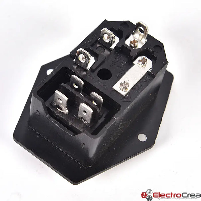 IEC320-C14 Conector macho con interruptor y porta fusible - ElectroCrea