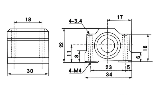 Bloque de rodamiento lineal 8mm SC8UU