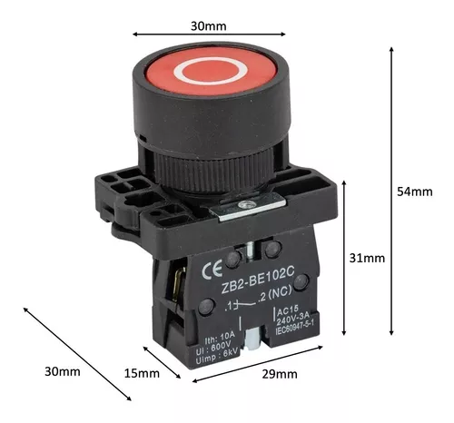 Rojo NC Interruptor Industrial BE102C