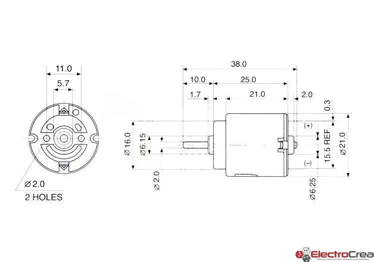 140 Motor circular 3-6V 2000RPM - ElectroCrea