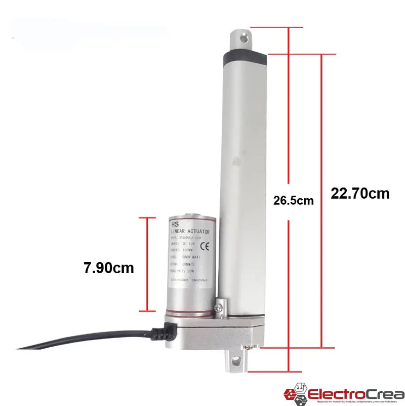 150MM 90KG Actuador lineal eléctrico 12V - ElectroCrea