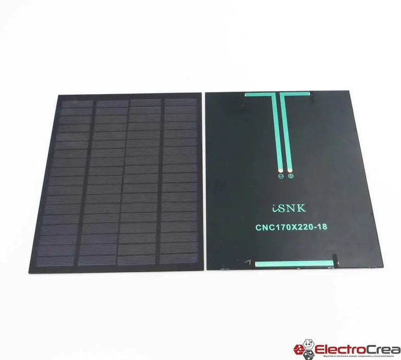 18v 5W Panel solar 170x220mm PET - ElectroCrea
