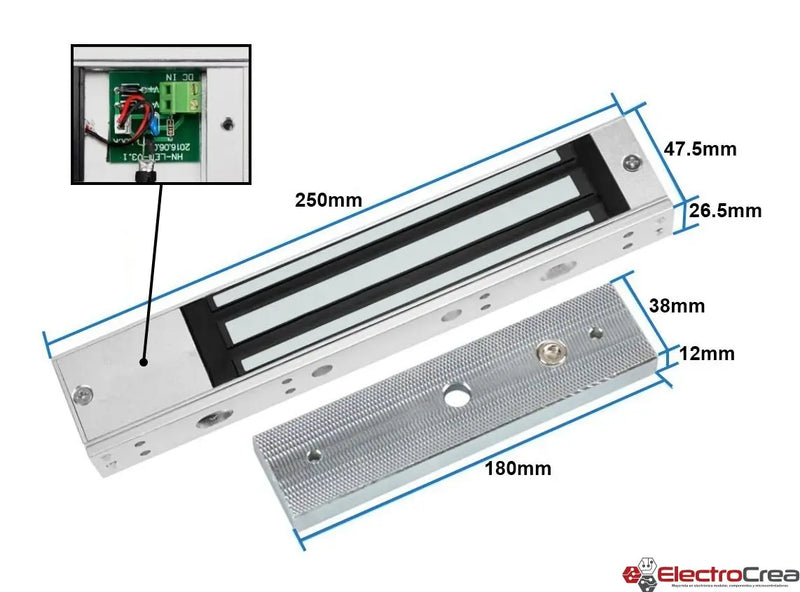 280KG 12V Electroimán para puerta - ElectroCrea