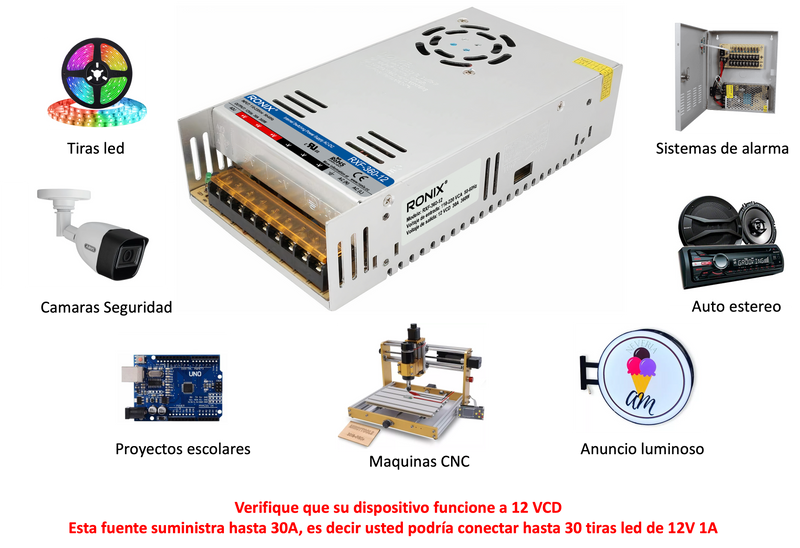 12v 30A Fuente de voltaje conmutada RXF-360-12