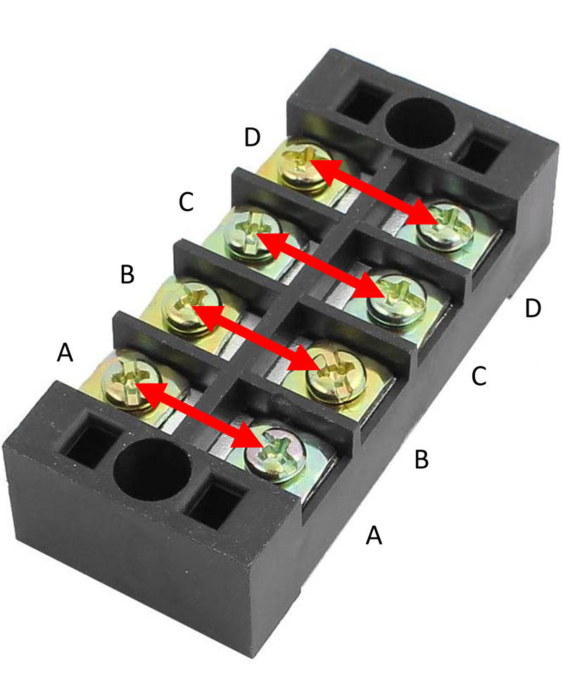 Banco de terminales TB-2504 8 tornillos 2 filas