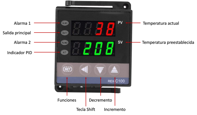 REX-C100 Controlador de temperatura PID Salida RELAY