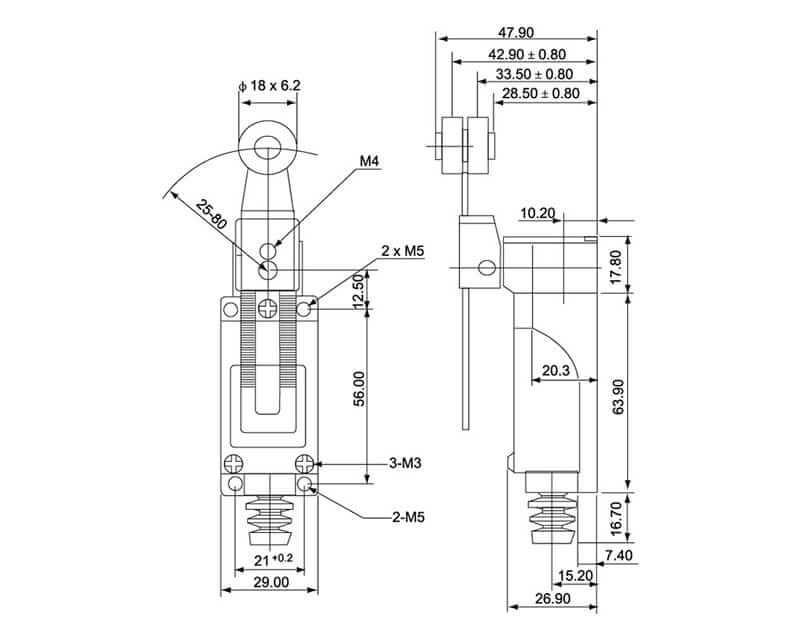 ME-8108 Limit switch palanca ajustable