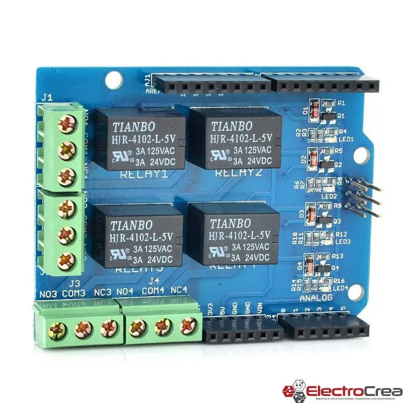 4CH Shield de relevadores 4 canales - ElectroCrea