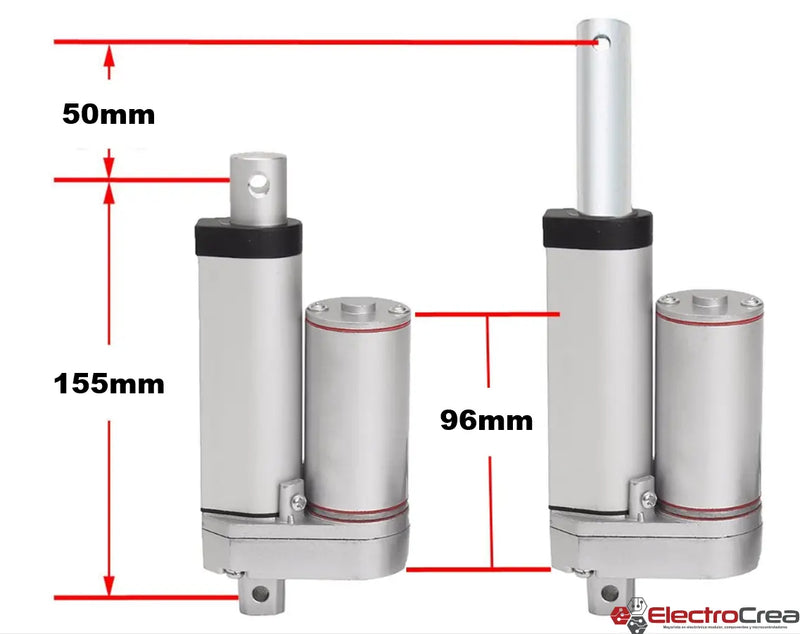 50MM 90KG Actuador lineal eléctrico 12V - ElectroCrea