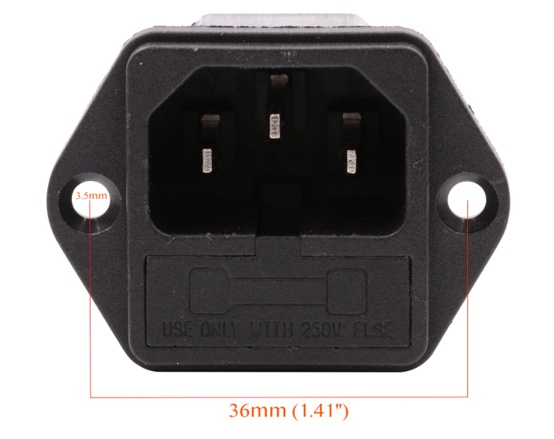 IEC-C14 Porta fusible conector macho 60320