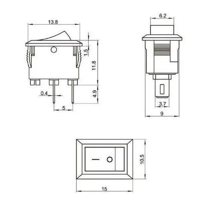 KCD1 125v 6A Rojo interruptor balancín