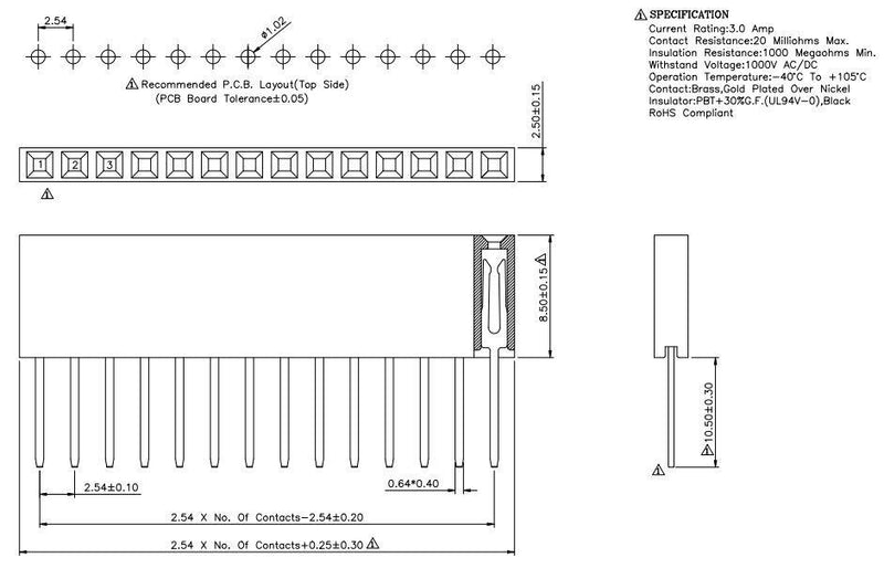 Conector header hembra 8 pines - ElectroCrea