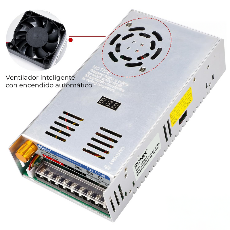 0-48v 10A Regulable fuente de voltaje conmutada RXF-480-48