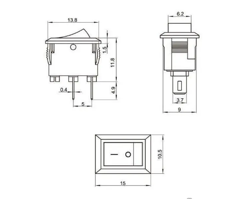 XL601 125v 6A Negro interruptor balancín