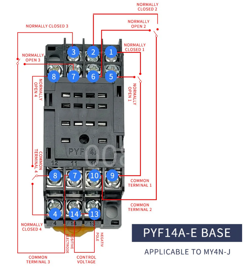 Relevador MY4NJ con Base PYF14A - Varios voltajes