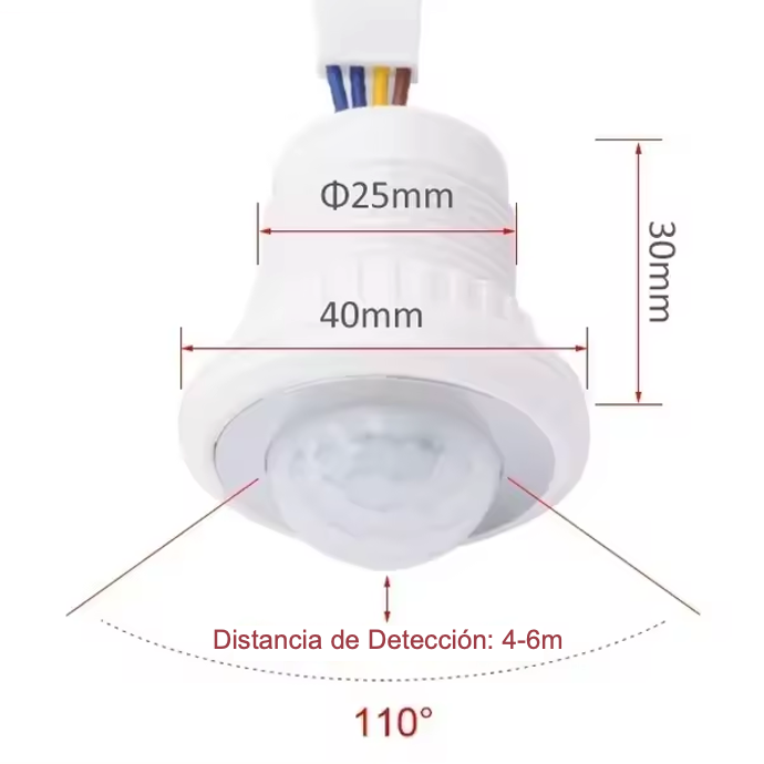 Sensor de Movimiento PIR Empotrable 110V–240V