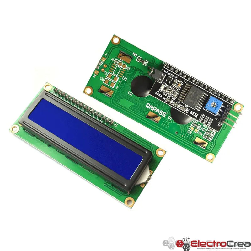 I2C 1602 Azul Display LCD 16x2 + Módulo serial I2C soldado - ElectroCrea