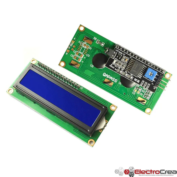I2C 1602 Azul Display LCD 16x2 + Módulo serial I2C soldado - ElectroCrea