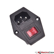 IEC320-C14 Conector macho con interruptor y porta fusible - ElectroCrea