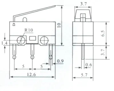 Micro switch con palanca mouse touch KW10-ZIP - ElectroCrea