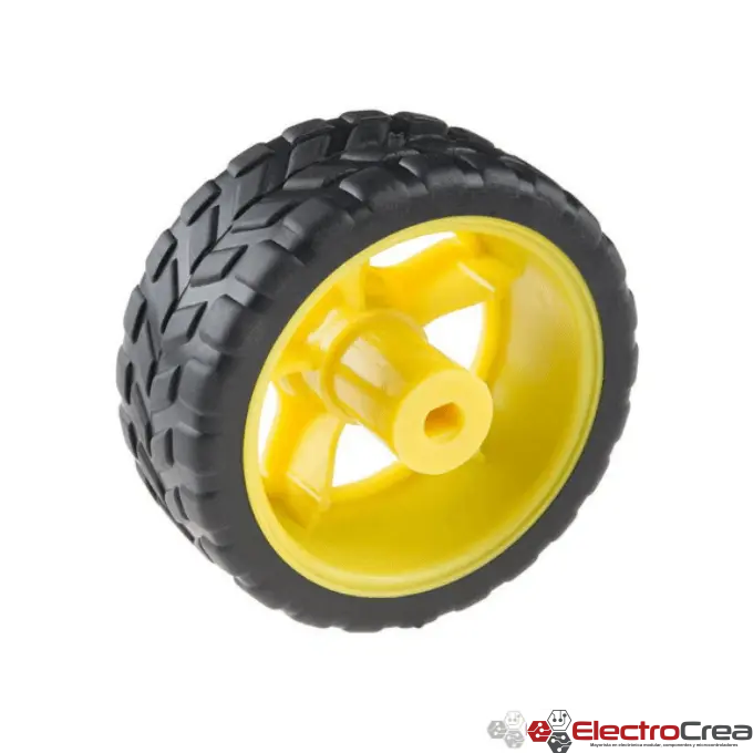 Llanta amarilla robot seguidor de linea 65x26 mm - ElectroCrea