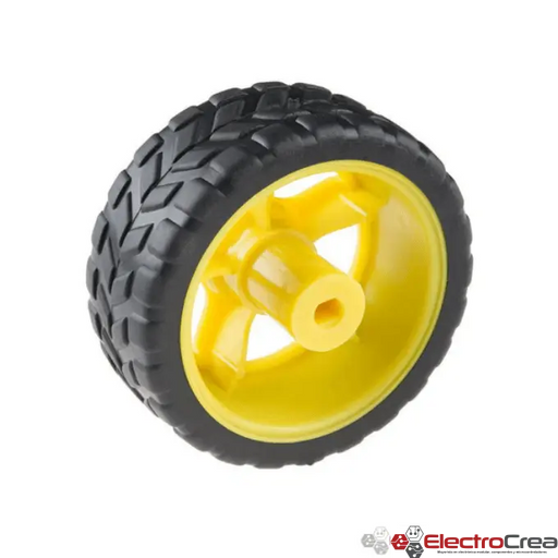 Llanta amarilla robot seguidor de linea 65x26 mm - ElectroCrea