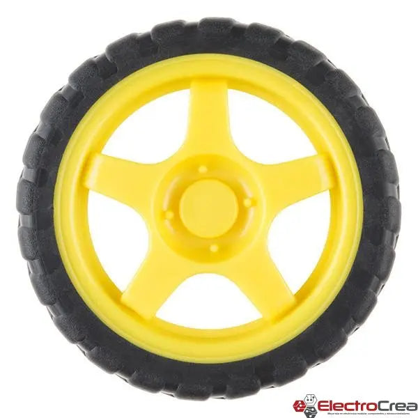 Llanta amarilla robot seguidor de linea 65x26 mm - ElectroCrea