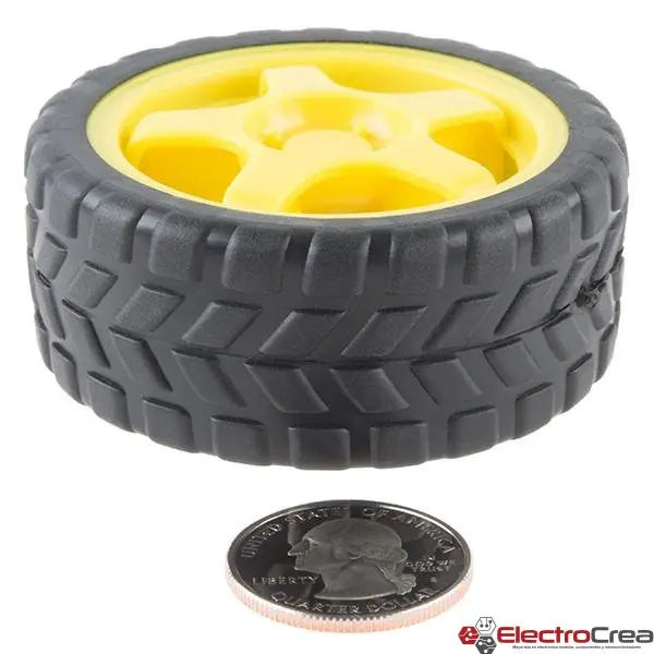 Llanta amarilla robot seguidor de linea 65x26 mm - ElectroCrea
