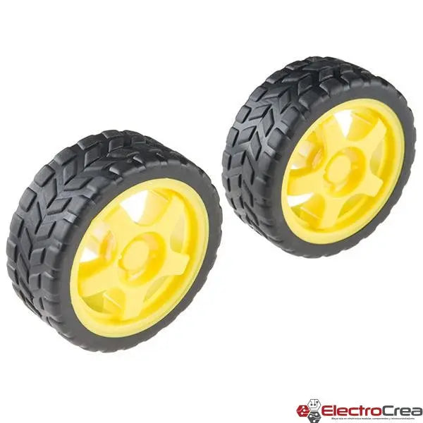 Llanta amarilla robot seguidor de linea 65x26 mm - ElectroCrea