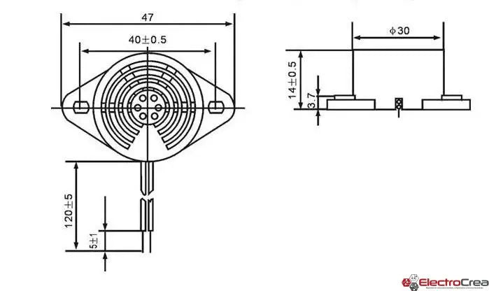 Buzzer de tono constante 3-24V - ElectroCrea