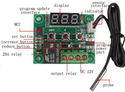 Termostato para control de temperatura con switch  12v. - ElectroCrea