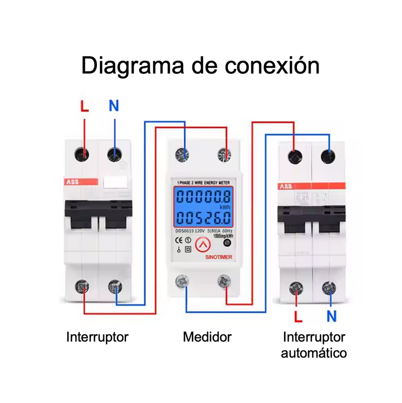 DDS6619 120V 80A Sinotimer Medidor Digital de Consumo Eléctrico Monofásico