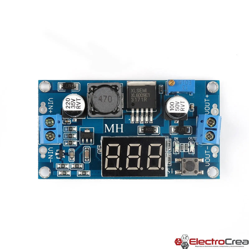 XL6009 Display módulo regulador de voltaje Step-Up 5-35V - ElectroCrea
