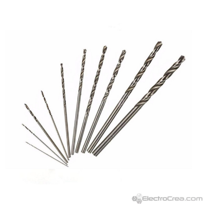 Kit de brocas 10 brocas 0.5 / 1.0 / 1.5 / 2.5 / 3.0mm - ElectroCrea